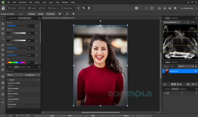 affinity color grading screenshot with adjustment controls