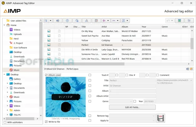 aimp advanced tag editor screenshot with audio metadata tools