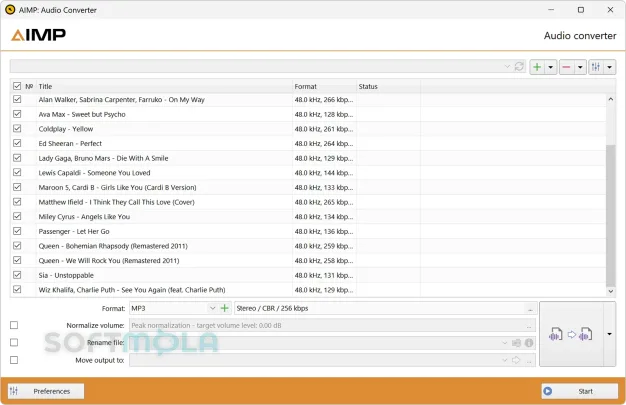 aimp audio converter screenshot with format conversion tools