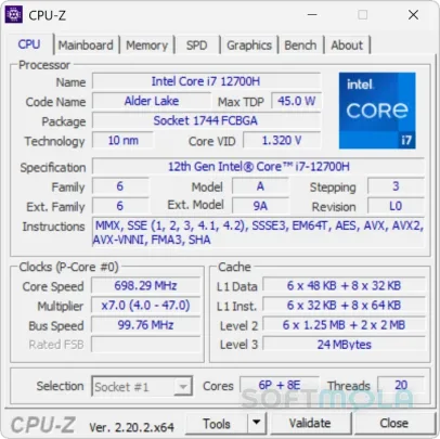 cpu z cpu screenshot with processor specifications