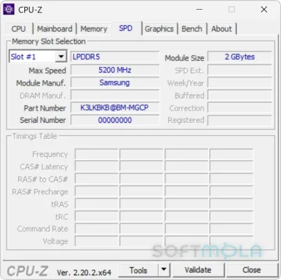 cpu z spd screenshot with memory module details