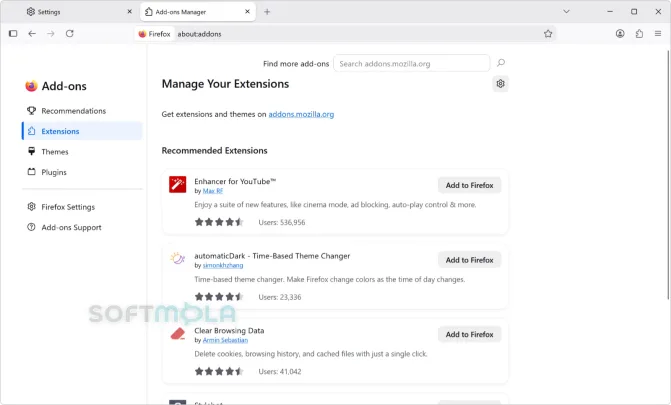 firefox extensions screenshot with installed add ons list