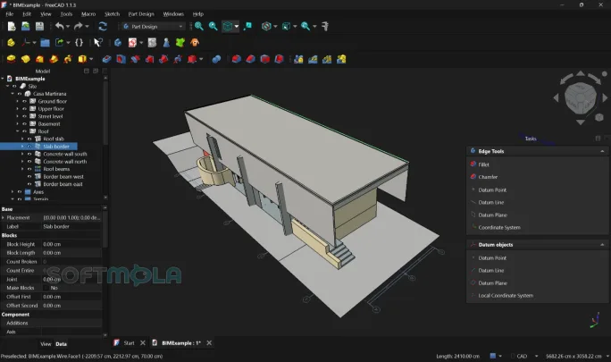 freecad 3d model screenshot with sample model view