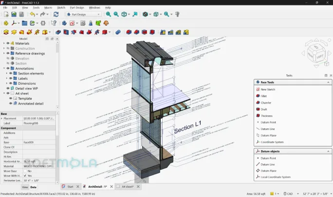 freecad arch detail screenshot with architectural design tools
