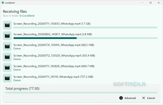 localsend receiving files screenshot showing transfer progress