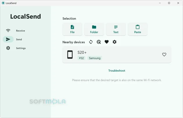 localsend send page screenshot with nearby device sharing