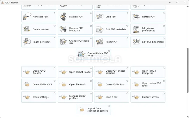 pdf24 creator toolbox screenshot with advanced pdf tools