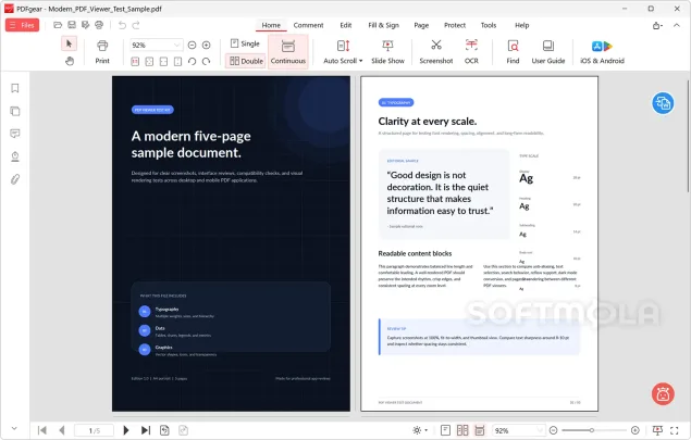 pdfgear home menu screenshot viewing a pdf document