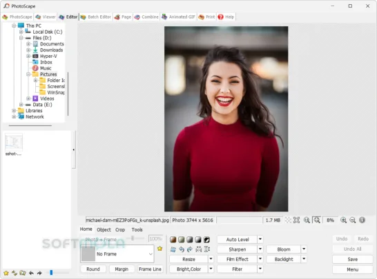 photoscape editor screenshot with photo editing tools