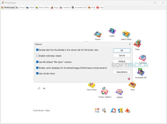 photoscape options screenshot with program preferences