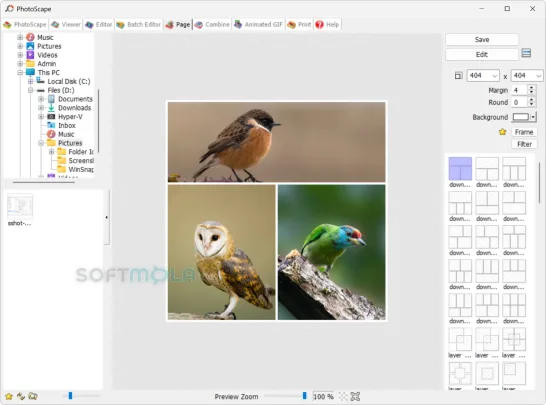 photoscape page screenshot with collage layout templates
