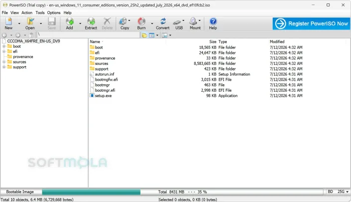 poweriso main window screenshot with disc image tools