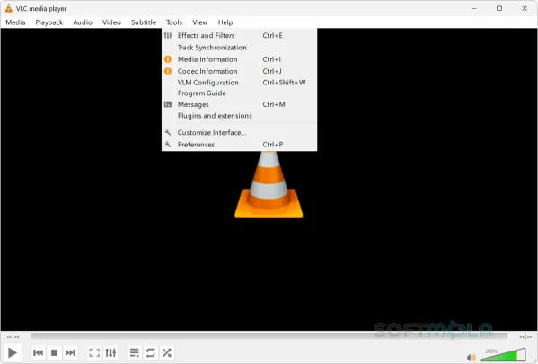 vlc media player tools menu screenshot with playback utilities