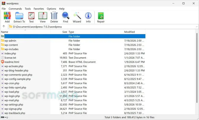 winrar main window screenshot with archive file manager