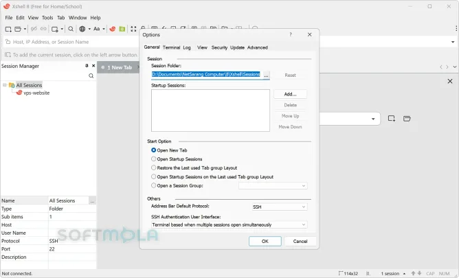 xshell settings screenshot with terminal preferences